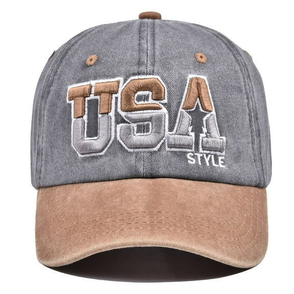 American Flag Baseball Cap - Washed Soft Dad Hat for Unisex with USA Alphabet Embroidery