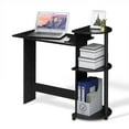 thumbnail image 2 of Furinno Compact Computer Desk with Shelves, Americano/Black, 11181AM/BK, 2 of 5