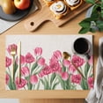 thumbnail image 2 of Pink Tulip Flower Placemats Set of 6 Spring Floral Leaves Plants Retro Beige Place Mats Indoor Wipeable Table Mats Washable Dining Table Placemats for Kitchen Holiday Party Home Decor 13x19 Inch, 2 of 9