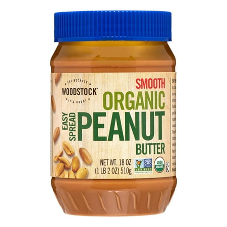 Woodstock Organic Easy Spread Peanut Butter Smooth, 18 Oz.