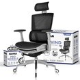 thumbnail image 2 of Nouhaus Rewind Ergonomic Office Chair with Footrest and Lumbar Support. Swivel Computer Chair, Rolling Home Office Desk Chairs with Wheels, Mesh High Back Task Chair, Comfortable Office Chair (Black), 2 of 15