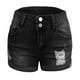 thumbnail image 1 of Pantalones cortos de cintura alta para mujer, pantalones cortos informales de verano con dobladillo enrollado y cierre de doble botón, 1 of 6