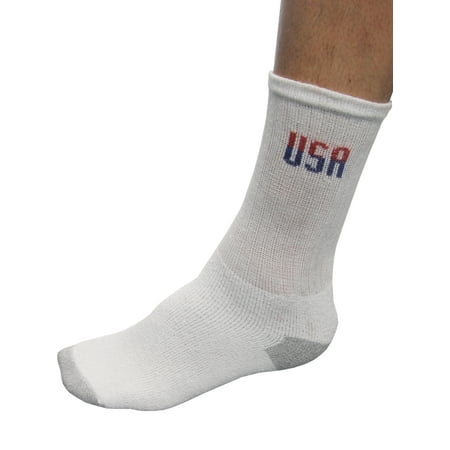 

OK Sports First Quality USA Crew Golf Socks (4-Pair) White Fits Shoe Size 10-13 -