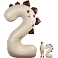 thumbnail image 1 of Yanonmyfd Dinosaur Number 2 Balloon, 36 Inch Matcha Green Foil Number Balloon for Dinosaur Birthday Party Decorations, Kids Jungle Theme,Light Beige,2nd, 1 of 16