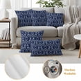 thumbnail image 6 of Navy Blue Spring Floral Outdoor Waterproof Pillow Covers, Modern Abstract Art Farmhouse Decorative Square Throw Pillowcase Sofa Cushion Sham for Patio/Couch/Chair, 18"x18" 2 Pack, 6 of 8