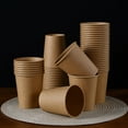 thumbnail image 2 of 50-Count 8-Ounce Disposable Kraft Paper Water Cups, Food Grade Thickened Design For Hot And Cold Beverages, Anti-Scalding High Temperature Resistant With Rolled Rim, 2 of 6