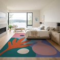 thumbnail image 3 of ODIKA 9'x12' Vibrant Multicolor Retro Design Washable Area Rug Abstract Minimalist Floral Art Pattern Low Pile, Flatwoven, for Great Room, Indoor Concept, Large Living, 3 of 7