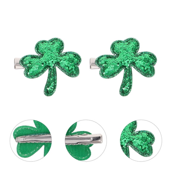 OFFIGAM 6Pcs St Patricks Day Hair Clips Green Shamrock Design Alloy Party Accessories