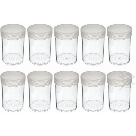 OnFireGuy 10pcs Coin Storage Tubes | Large/Silver Dollar Coin Tubes Round Clear Coin Tubes with Screw-on Lid Made in USA by Edgar Marcus