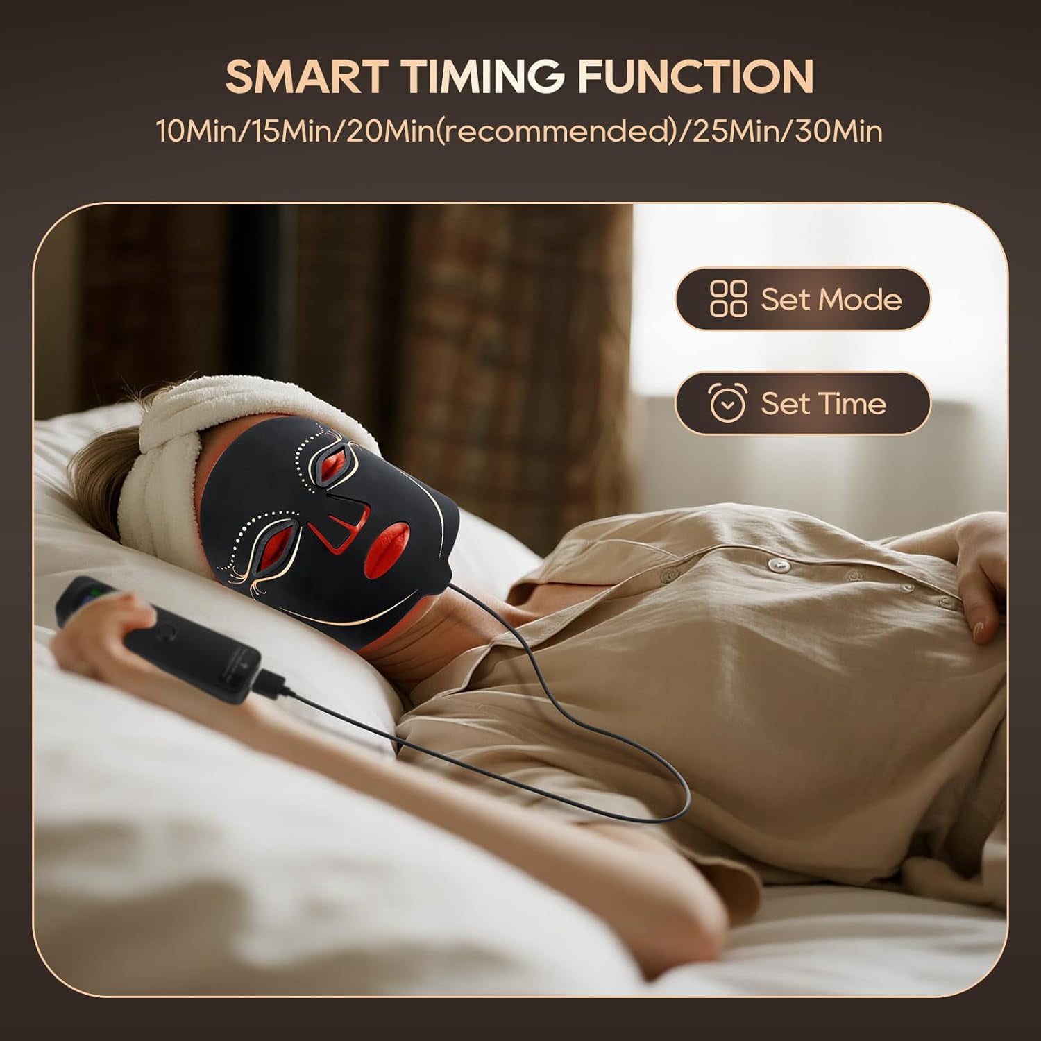 Morfone Red Light Therapy for Face, 4 Modes Led Face Mask Light Therapy with Remote, Portable Light Therapy Mask for Skin Care at Home, Travel