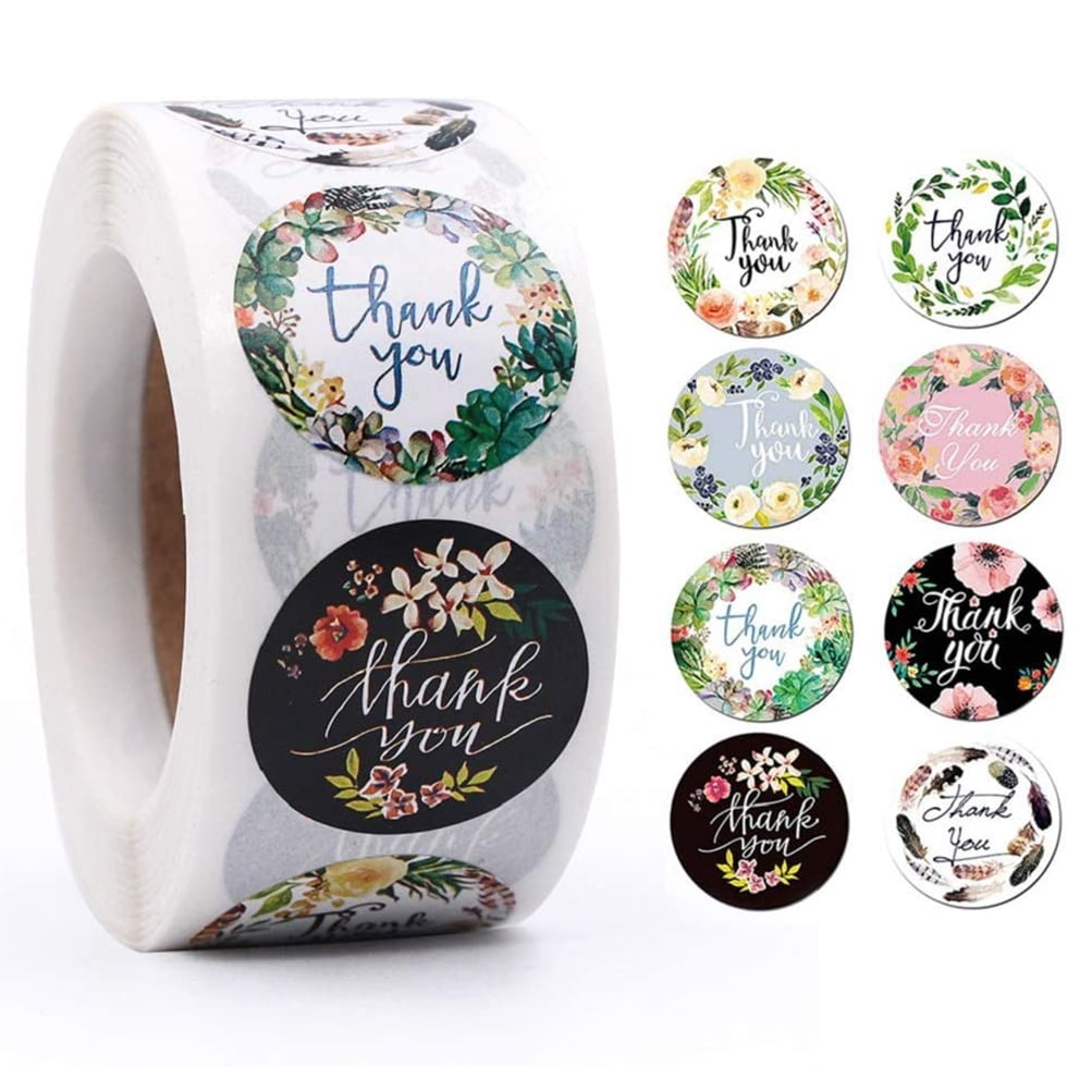 2 Roll of 1000 Pcs Assorted Floral Thank You Stickers Round Sealing Labels Decor 2 Roll of 1000 Pcs Assorted Floral Thank You Stickers Round Sealing Labels Decor