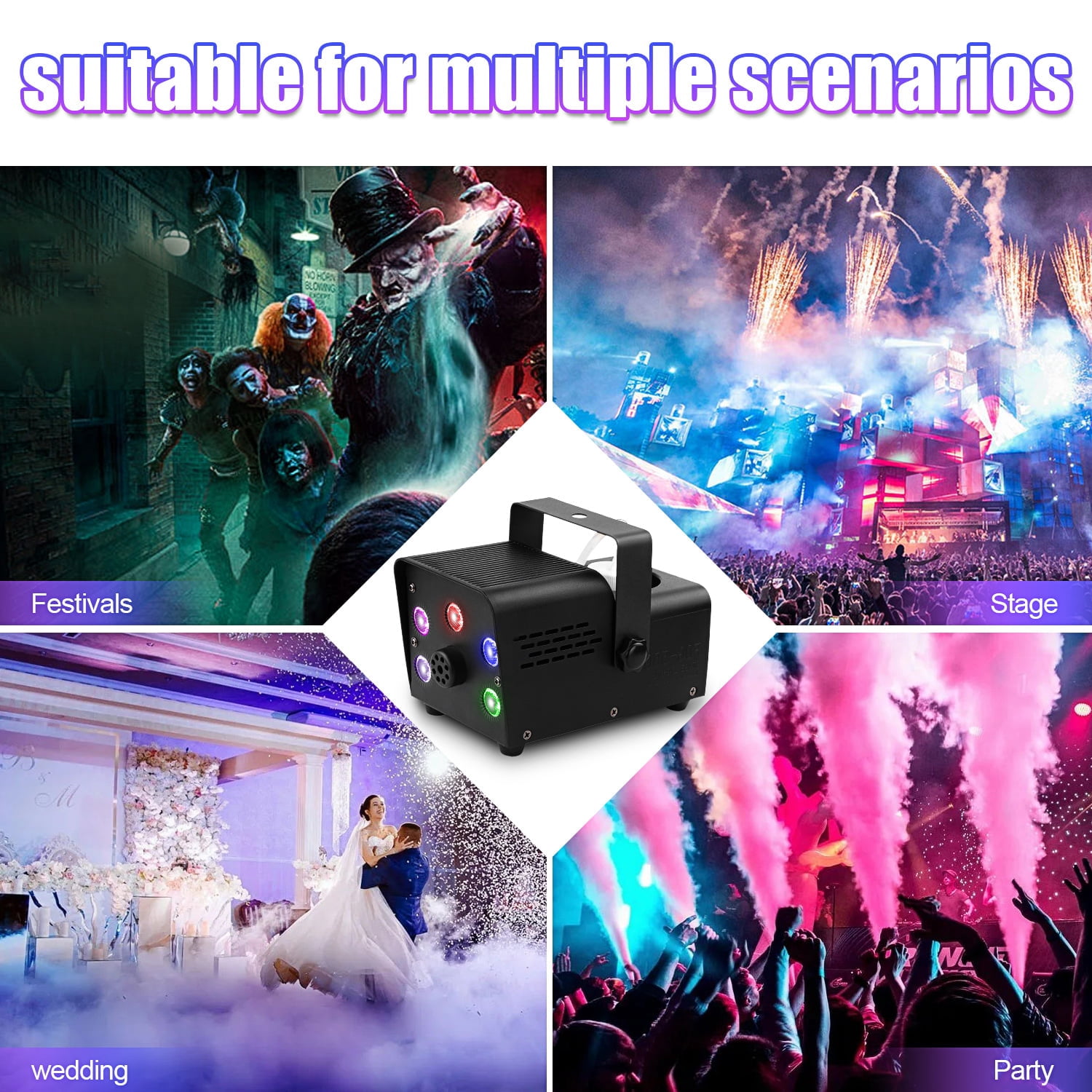 Fog Machine Smoke 700W 5 three-in-one RGB Light Beads Smoke Machine with Remote Control for Halloween Party Stage