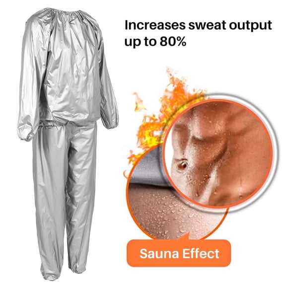 Heavy Duty Fitness Weight Loss Sweat Sauna Suit Exercise Gym Anti-Rip Silver L
