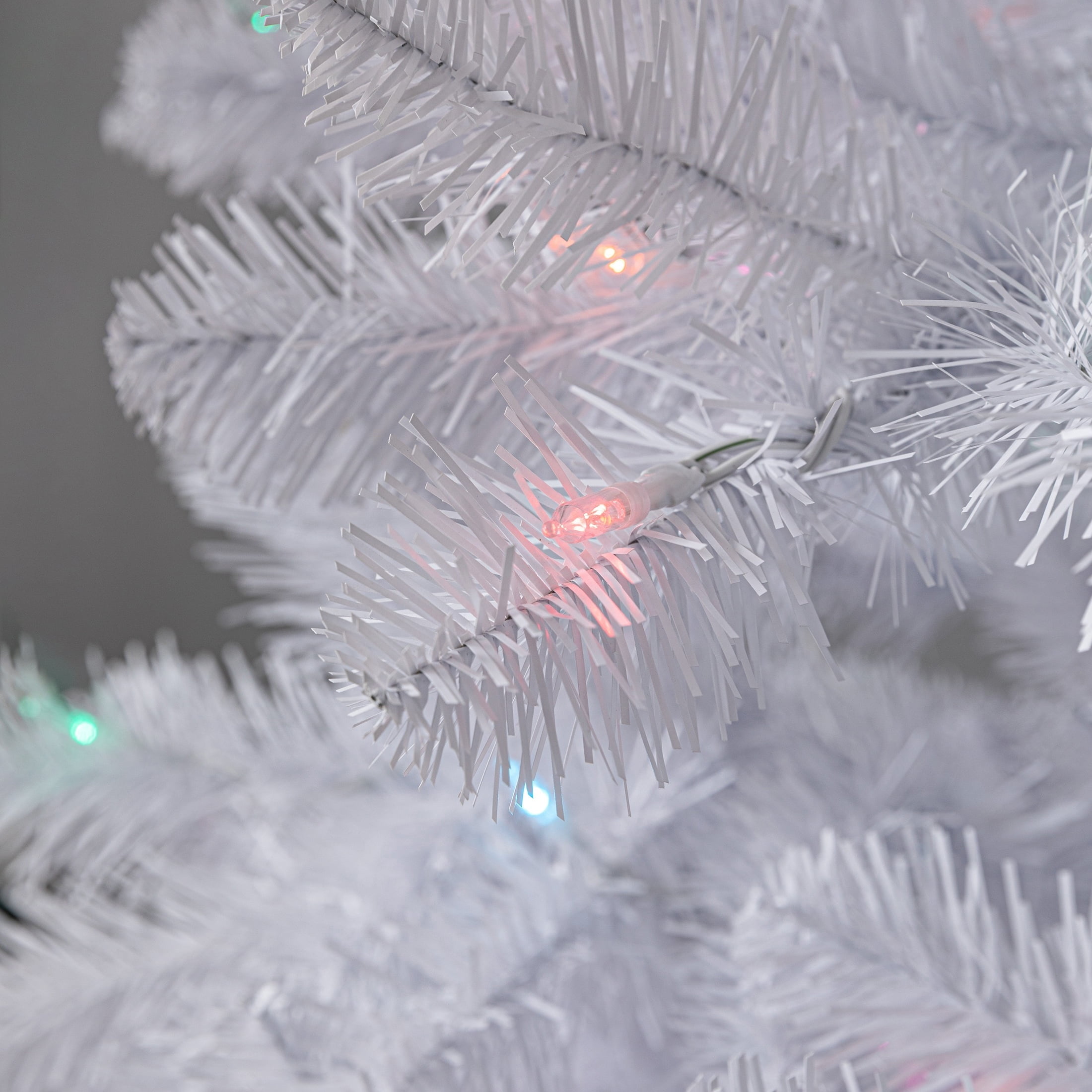 6.5' Pre-Lit Madison Pine White Artificial Christmas Tree with Color-Changing LED Lights and Stand, by Holiday Time