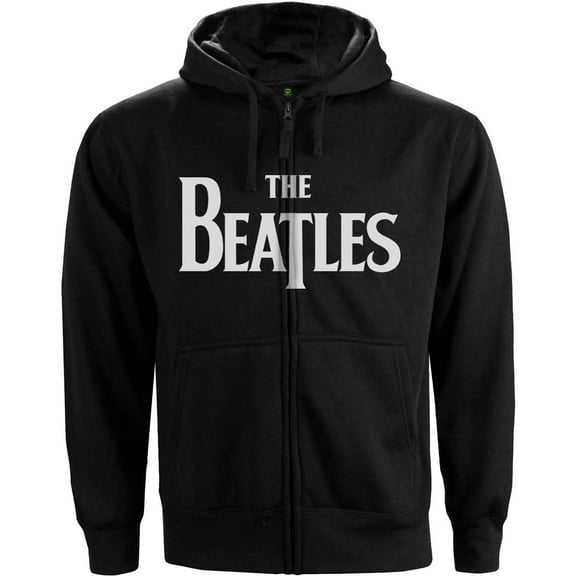 The Beatles Unisex Zipped Hoodie Sweatshirt Drop T Logo (Small)