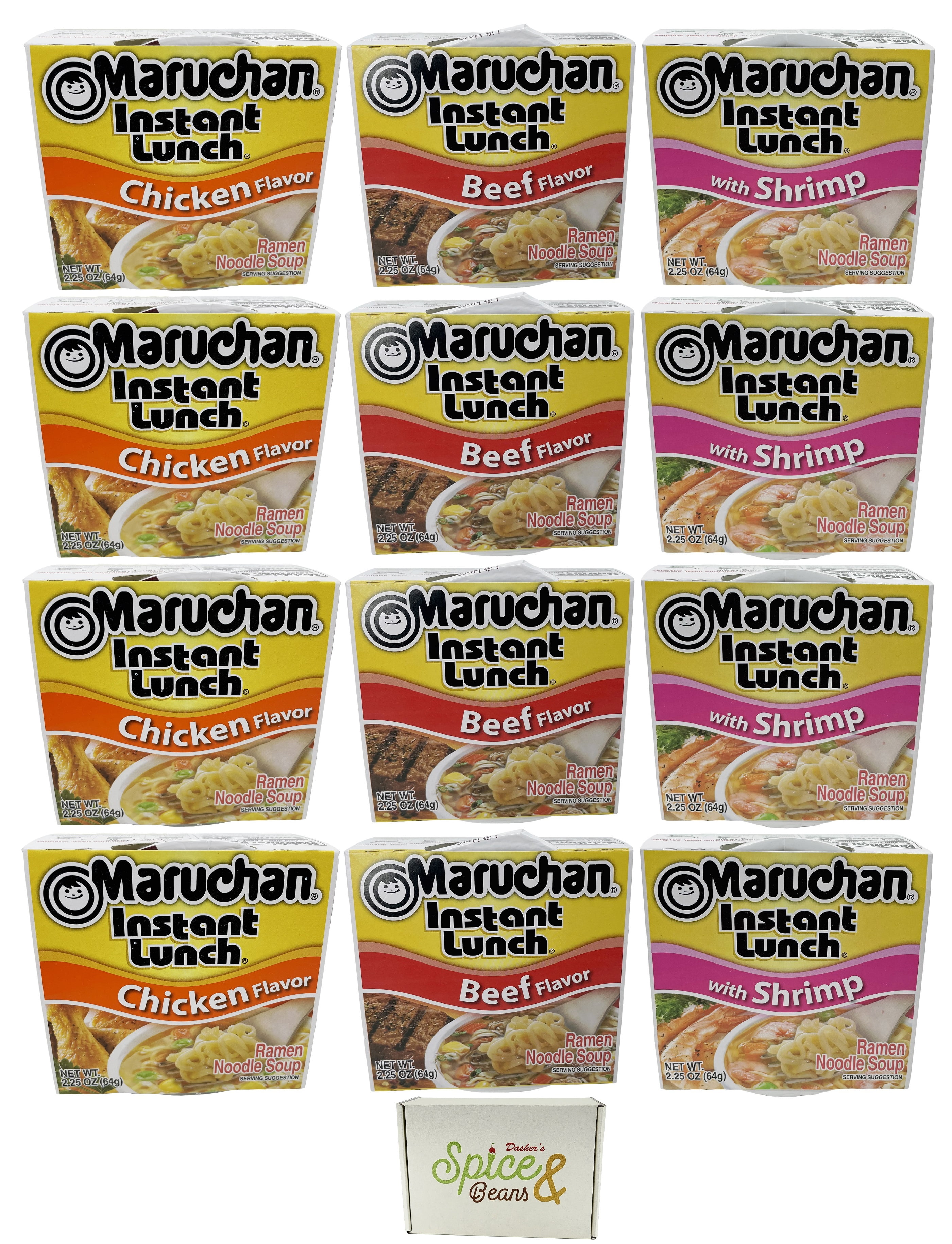 Maruchan Ramen Noodle 2.25oz Instant Cups Original Favorites 12 pack (4 ...