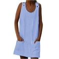 thumbnail image 2 of LOVZFMLL Robes Femmes Mode Vacances Été Col Poches Rayé Quotidien Robe d'Été Sans Manches Fête Plage Robe, 2 of 6