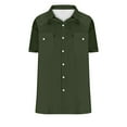 thumbnail image 4 of YLSDY Linen Shirts for Men Western Snap Short Sleeve Shirt Casual Two Pockets Cotton Linen Classic Work Shirts Army Green XXXXXL, 4 of 6