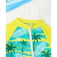 thumbnail image 5 of KIMI BEAR 12 Months Infant Baby Boys One-piece Swimsuit 18 Months Swimwear Full Zipper UPF 50+ Sun Protection Coconut Tree Print One Piece Bathing Suit Rash Guard and Hat Beachwear Sunsuit Green, 5 of 10