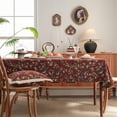 thumbnail image 4 of Cotton Linen Tablecloth Red Rectangle Jacquard Tablecloth Birds and Flowers Pattern Table Cloth Thick Tablecloths Vintage Table Cover Farmhouse Dining Table Top Tablecloth(140*180cm), 4 of 5