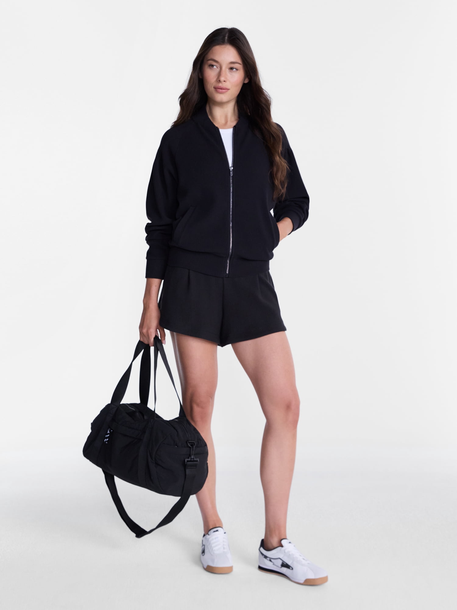 Avia Women's and Women's Plus Ottoman Full Zip Bomber Jacket, Sizes XS-4X