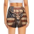 thumbnail image 3 of Picia Deer American Flag Wall Pattern Women's 2 in 1 Athletic Running Shorts High Waisted Workout Casual Gym Sweat Shorts with Comfy Liner Zipper Pockets-Small, 3 of 9
