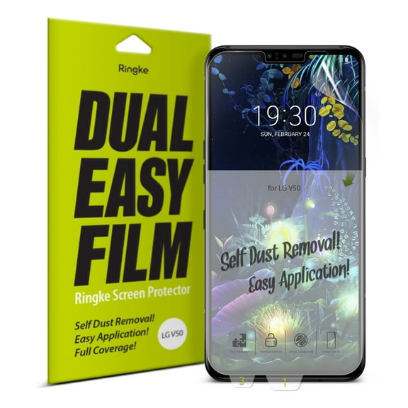 LG V50 ThinQ Screen Protector, Ringke Dual Easy Film [2 Pack] High Resolution [Anti-Smudge Coating] Screen Protector