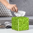 thumbnail image 6 of Lsque Lime green glitter Printed Tissue Box Cover Holder, Facial Paper Organizer Dispenser,Square with Bottom Belt, PVC Leather Decorative Organizer, 6 of 8