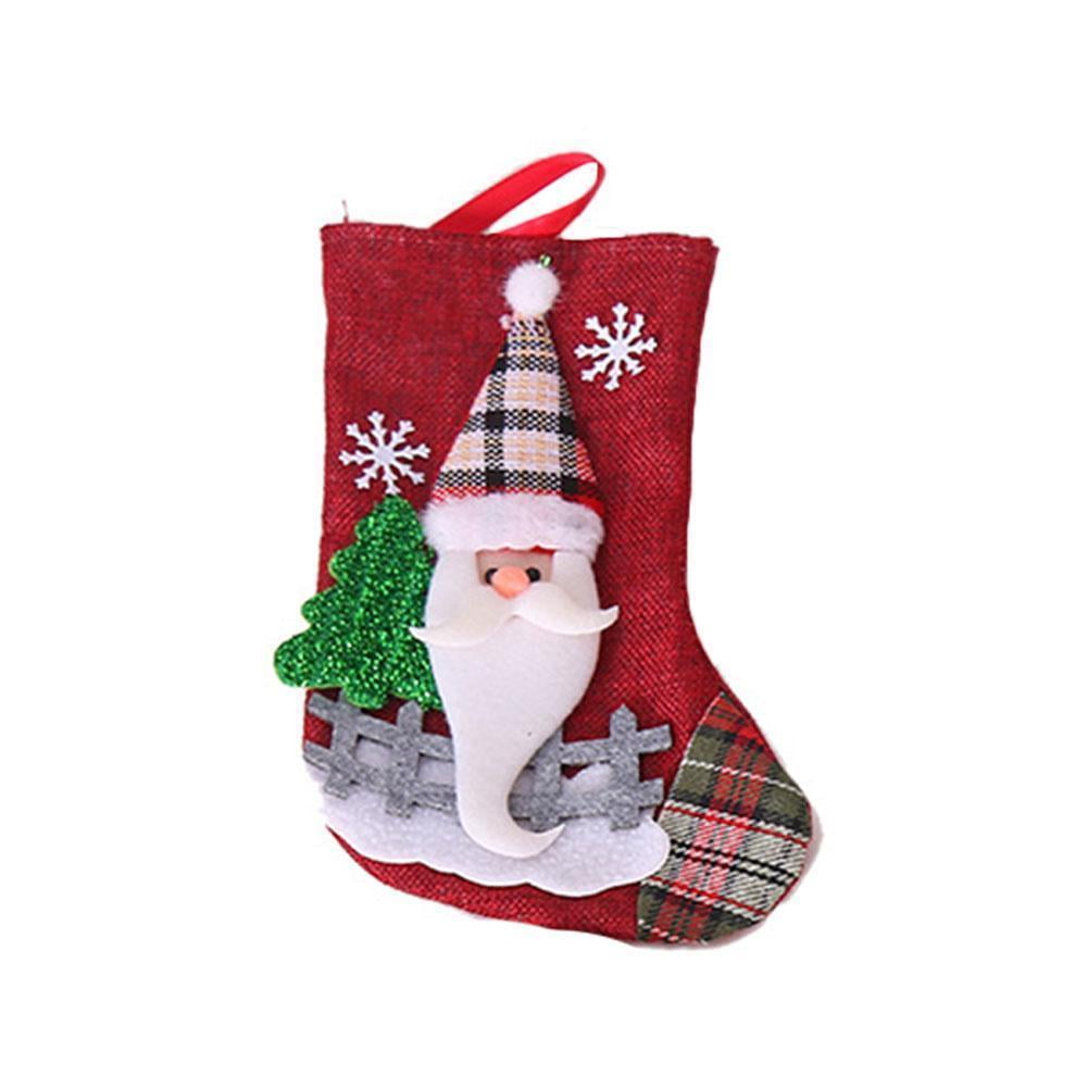 Merry Christmas Stocking Large Santa Elk Candy Gift Bag Xmas Tree Hanging Decor 