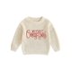 thumbnail image 1 of Suéter de punto infantil con bordado de letras de navidad-BEIGE-12M, 1 of 4
