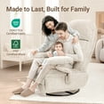 thumbnail image 6 of MAMAZING Nursery Chair Silent Rocking Ergonomic Removable Swivel Glider Recliner, Adjustable Armrests & Headrest, White, 6 of 11