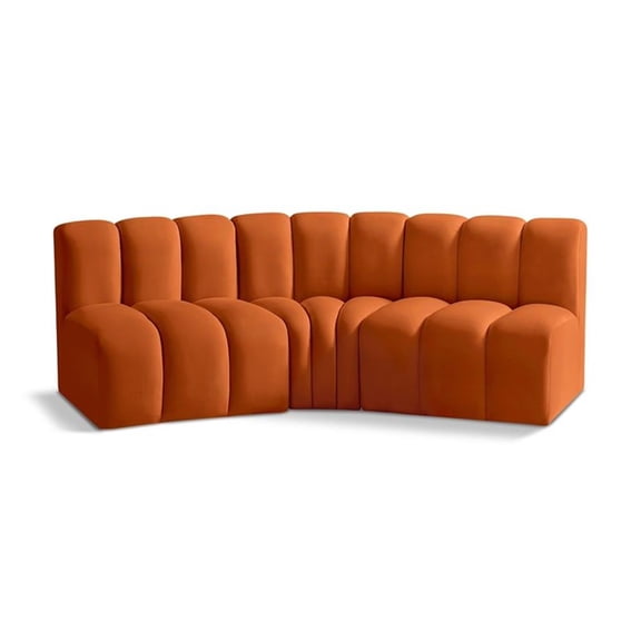 Meridian Furniture Arc Cognac Velvet Modular Sectional