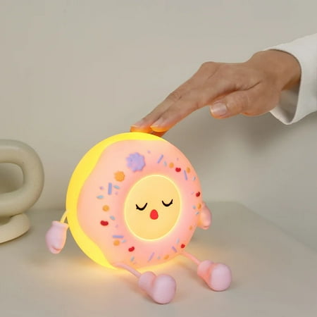

Cute Doughnut Led Night Light USB Rechargeable Silicone Patting Light With 2 Modes Timing Dimmable Nightlight For Room Decor