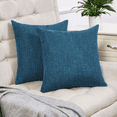 thumbnail image 7 of IM Lashes Square Throw Pillow Cover Solid Linen Decorative Cushion Covers Pillowcase Home Decor for Sofa Couch Bed Chair, 18x18innch/45x45cm, Blue, 7 of 7