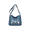 thumbnail image 1 of Bolso Bandolera Flores Bordadas para Mujer Bolso Multicapa Con (Azul), 1 of 8