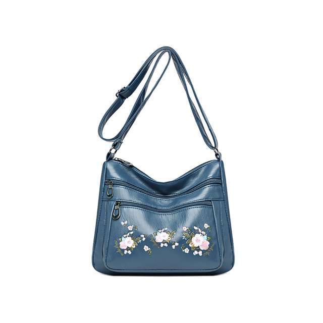 Bolso Bandolera Flores Bordadas para Mujer Bolso Multicapa Con (Azul)
