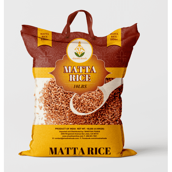 Shastha Matta Rose Rice Whole Grain, 10 lbs, pack of 2