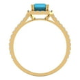 thumbnail image 4 of Clara Pucci 14K Yellow Gold Solid Gold Turquoise Solitaire with Accents Anniversary Ring for Women - 1.86 cttw Emerald Cut, 4 of 8