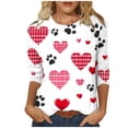 thumbnail image 2 of PEONAVET T-Shirts pour Femmes à Manches 3/8795, Blouse T-shirt à Manches 3/4 à Col Rond Imprimé Décontractée et Tendance pour Femmes, 2 of 4