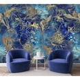 thumbnail image 2 of Dark Blue and Gold Floral Wallpaper Peel-and-Stick - 100"W x 100"H, 2 of 3