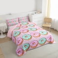 thumbnail image 3 of jejeloiu Kawaii Colorful Doughnut Full Size Comforter Sets,Sweet Dessert Theme Bedding Sets For Girls Kids Reversible 3-Piece, 3 of 8