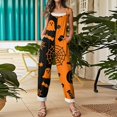 thumbnail image 5 of Halloween Jumpsuits for Women Cotton Linen Funny Floral Print Lounge Rompers Funny Floral Print Casual Comfy Overalls with Pockets, 5 of 7