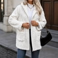 thumbnail image 7 of Enjoytime Fleece Jacket Women Long Sleeve Textured Zip Up Hooded Coat Fall Winter Warm Soft Comfy Casual Mid Length Outerwear, 7 of 7