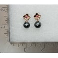 thumbnail image 3 of Faship Ruby Crystal Shell Pearls Orchid Flower Dangle Pierced Earrings, 3 of 3