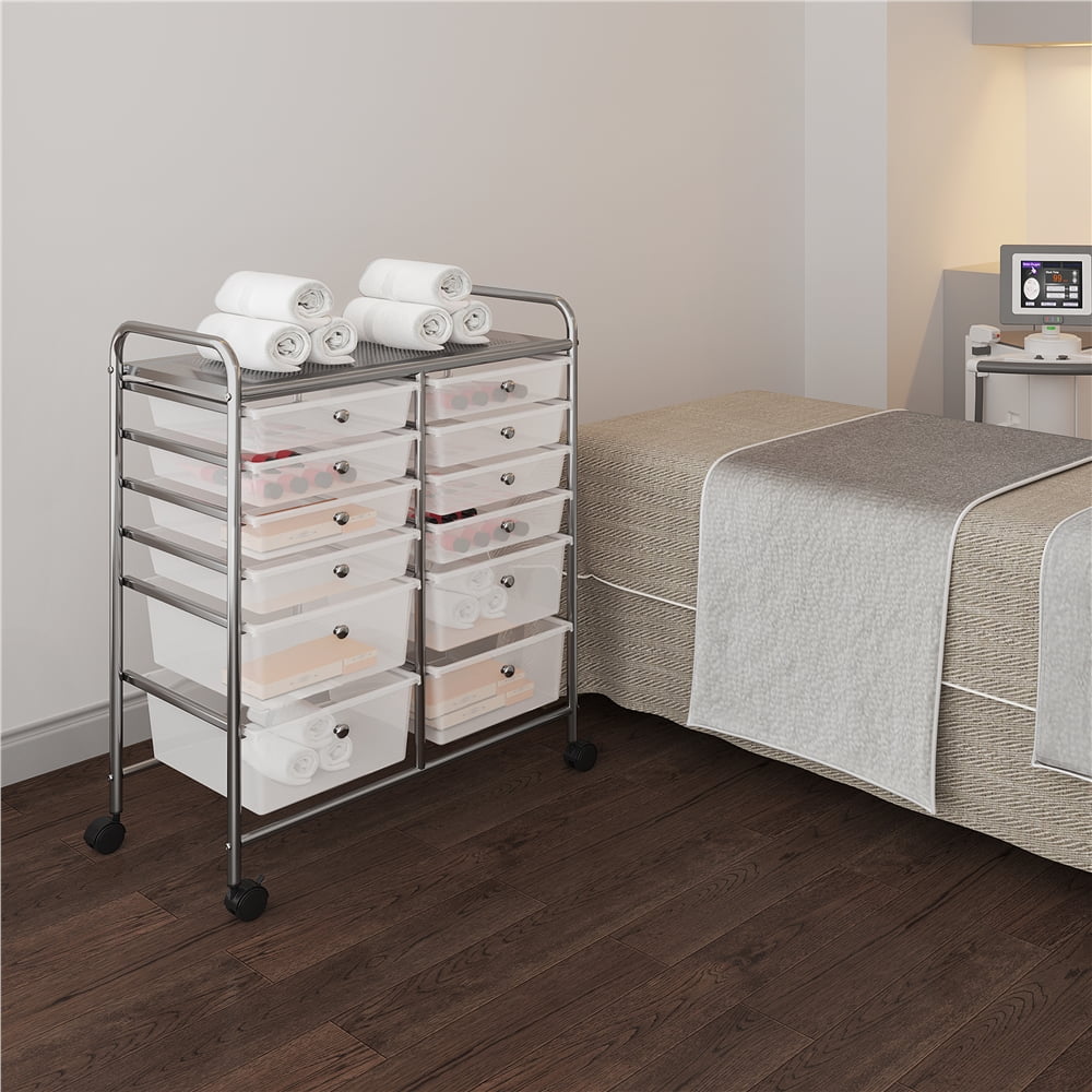 Alden Design 12 Drawer Rolling Storage Cart Organizer with Lockable Wheels, White