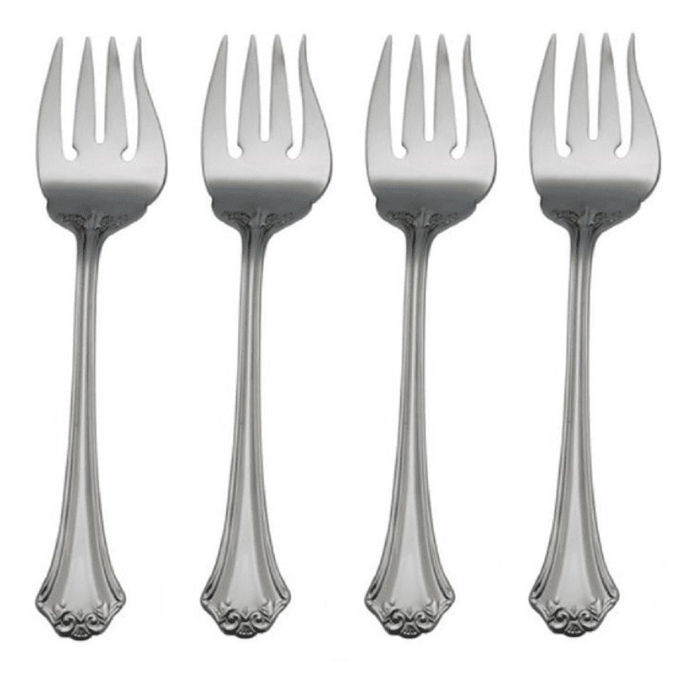 4 Salad Forks BUCKS COUNTY Reed & Barton 18/10 Stainless Steel Flatware Glossy 
