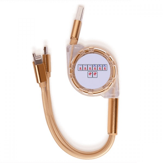 Ganar traje azulejos de Mahjong Cable de carga telescópico múltiples USB tres en uno