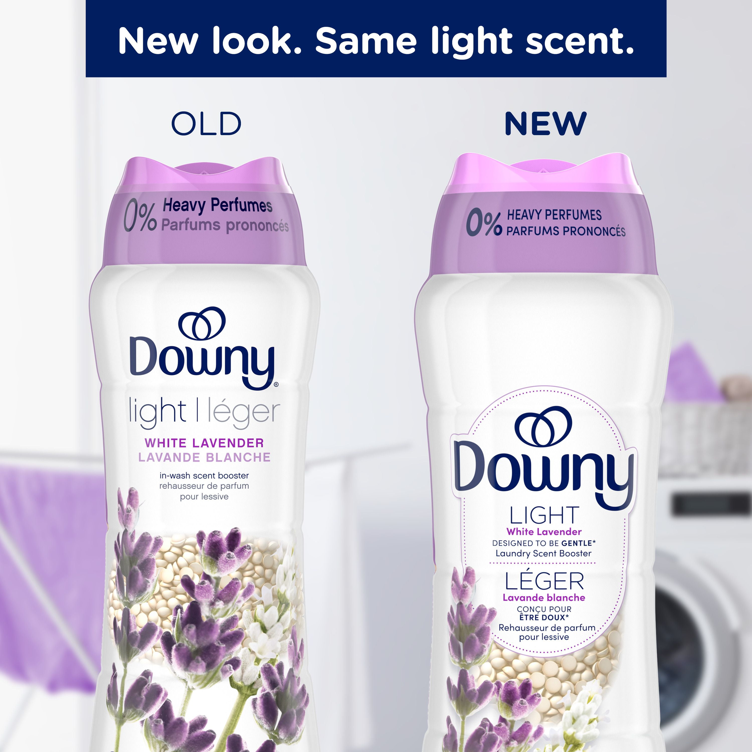 Perles rehausse-parfum pour lessive Downy Light pour laveuse, Lavande blanche , sans parfums prononcés 680 g