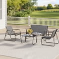 thumbnail image 2 of Asofer 4-Piece Outdoor Patio Furniture Set with Glass Table, Bistro Table and Chairs Set for Poolside, Porch, Lawn, Gray, 2 of 8