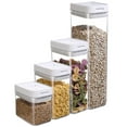 thumbnail image 1 of Contenedor con tapas, 4 recipientes de cereales para organización de cocina, contenedores de almacenamiento para despensa, tanque de almacenamiento de aperitivos transparente, 1 of 7